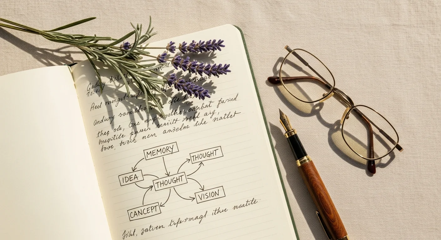Notizbuchseite mit handschriftlichen Mindmap-Notizen